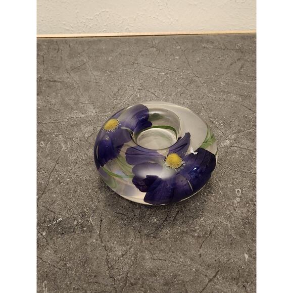 EMILIO ROBBA Blue Cosmo Flower Tea-Light Votive Candle Holder - Picture 1 of 4